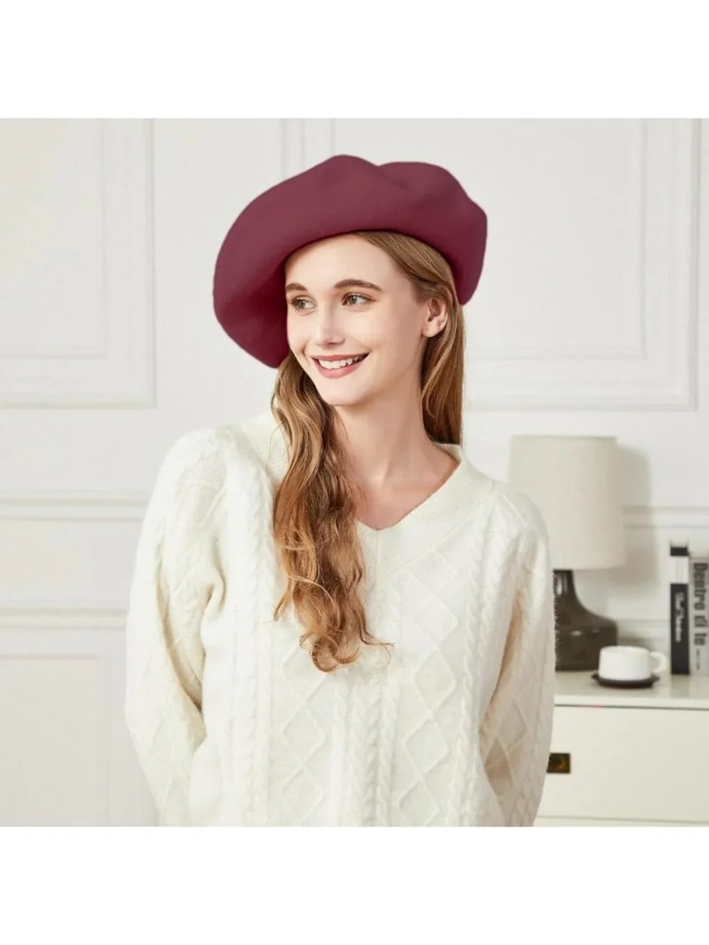 XXL Wool French Beret Hat | Satin Lined, Thick Felt Beanie for All Seasons